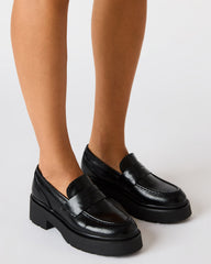 LAYKEN Black Leather Platform Lug Women's Loafer | Steve Madden online
