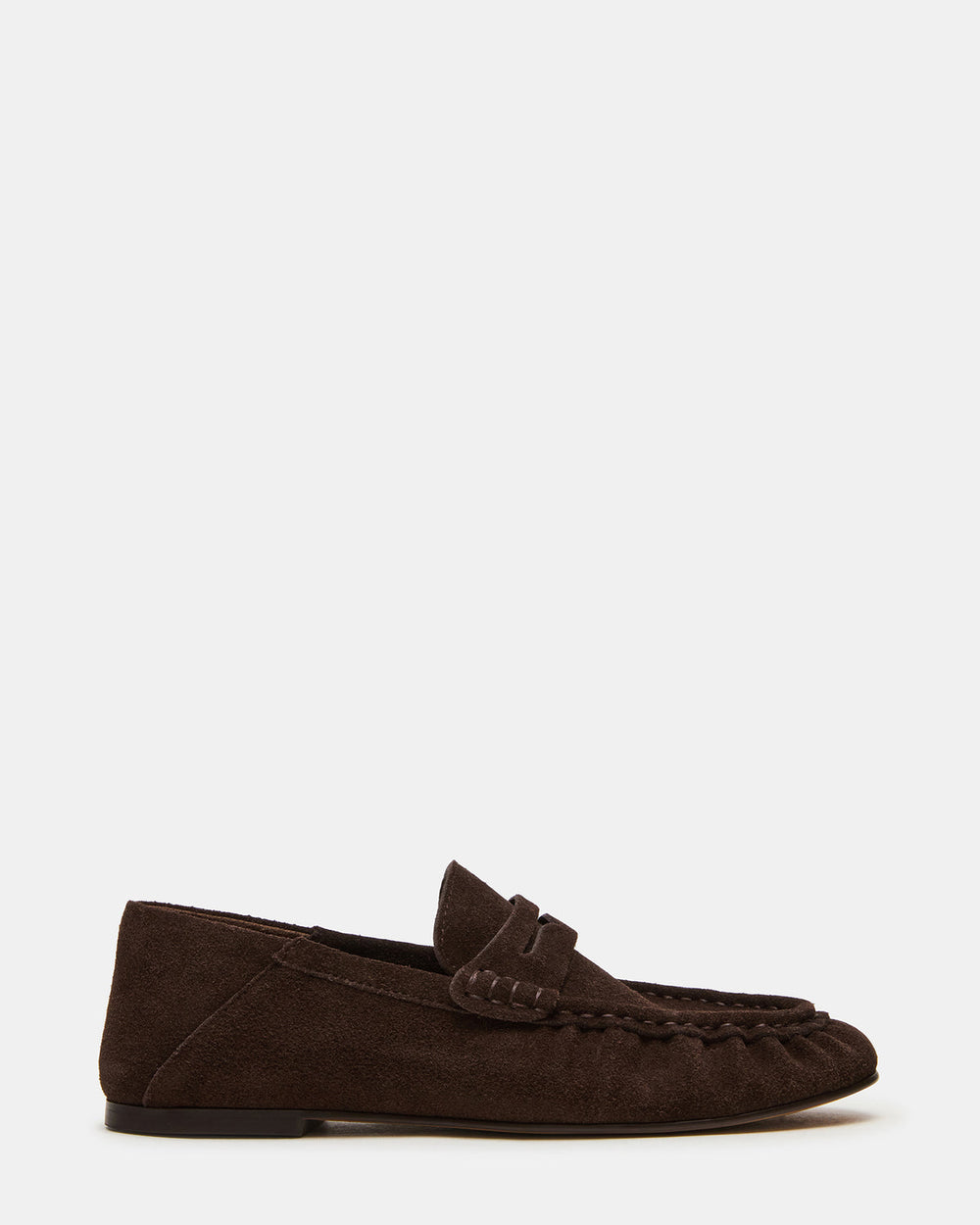 ROGER Chocolate Brown Suede Slip-On Women's Loafer | Steve Madden US