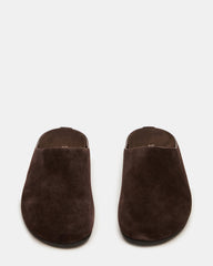 FERN Brown Suede Mule Slip-On Round-Toe Women's Flat | Steve Madden on Sale