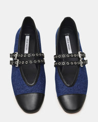 LYDIA Cap Black Denim Mary Jane Ballet Women's Flat | Steve Madden online