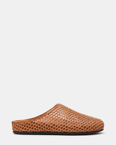 FERN Tan Raffia Mesh Mule Slip-On Round-Toe Women's Flat | Steve Madden on Sale