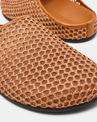 FERN Tan Raffia Mesh Mule Slip-On Round-Toe Women's Flat | Steve Madden on Sale