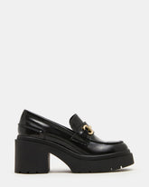 LAZRA Black Platform Lug Block Heel Women's Loafer | Steve Madden discount