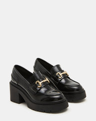 LAZRA Black Platform Lug Block Heel Women's Loafer | Steve Madden discount