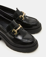LAZRA Black Platform Lug Block Heel Women's Loafer | Steve Madden discount