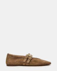 LYDIA Taupe Suede Square-Toe Mary Jane Ballet Women's Flat | Steve Madden online