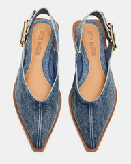SHAY Denim Fabric Pointed-Toe Slingback Ballet Women's Flat | Steve Madden US