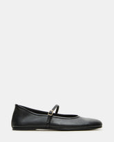BESETTE Black Leather Mary Jane Ballet Women's Flat | Steve Madden Sale