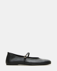 BESETTE Black Leather Mary Jane Ballet Women's Flat | Steve Madden Sale