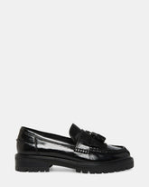 MINKA Black Leather Women's Platform Lug Sole Loafer | Steve Madden for Sale