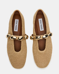POPPIN Natural Raffia Mary Jane Ballet Women's Flat | Steve Madden on Sale