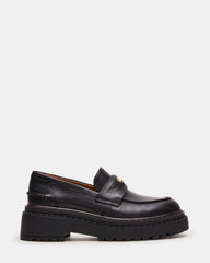 RAFTUS Black Leather Platform Lug Women's Loafer | Steve Madden discount