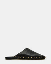 PEARSON Black Leather Rounded-Toe Slip-On Women's Flat | Steve Madden online