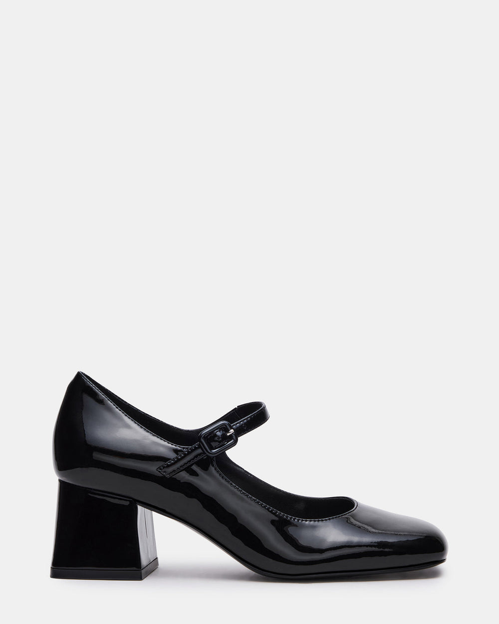 DARCEY Black Patent Square-Toe Mary Jane Block Heel Women's Loafer | Steve Madden discount