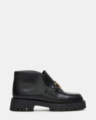 LEON Black Leather Platform Lug Sole Women's Loafer | Steve Madden online