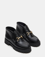 LEON Black Leather Platform Lug Sole Women's Loafer | Steve Madden online