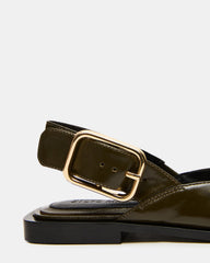 SHAY Olive Leather Pointed-Toe Slingback Ballet Women's Flat | Steve Madden US