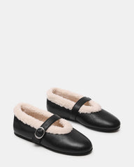 LODGE Black Leather Mary Jane Round-Toe Women's Flat | Steve Madden near me