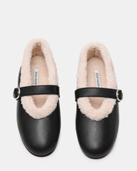 LODGE Black Leather Mary Jane Round-Toe Women's Flat | Steve Madden near me