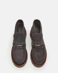 LEON Grey Suede Platform Lug Sole Women's Loafer | Steve Madden online