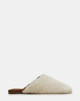 PEARSON Faux Fur Cream Rounded-Toe Slip-On Women's Flat | Steve Madden for Sale