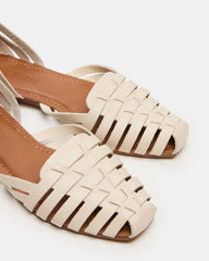 MEDLIN White Leather Square-Toe Fisherman Women's Flat | Steve Madden on Sale