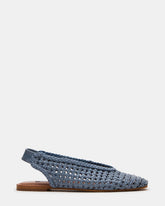 RUMI Blue Leather Woven Slingback Round-Toe Women's Flat | Steve Madden Sale