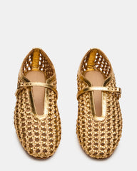 BELLISSIMA Gold Multi Mary Jane Woven Buckle Women's Flats | Steve Madden for Sale