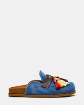 BERNIE Denim Mule Slip-On Footbed Round-Toe Women's Flat | Steve Madden on Sale