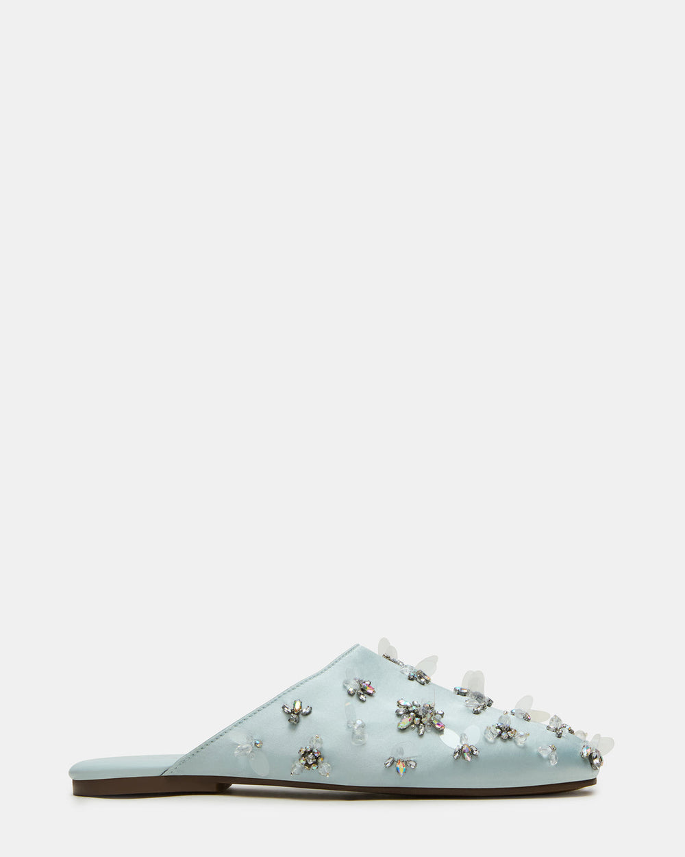 PEARSON Blue Satin Rhinstones Rounded-Toe Slip-On Women's Flat | Steve Madden US