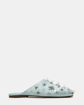 PEARSON Blue Satin Rhinstones Rounded-Toe Slip-On Women's Flat | Steve Madden US