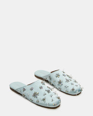 PEARSON Blue Satin Rhinstones Rounded-Toe Slip-On Women's Flat | Steve Madden US