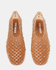 GROVE Tan Rhinestones Square-Toe Jelly Women's Flat | Steve Madden Sale