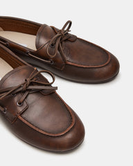 SAG Brown Leather Women's Boat Shoe | Steve Madden US