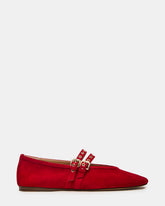 LYDIA Red Suede Square-Toe Mary Jane Ballet Women's Flat | Steve Madden discount