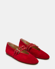 LYDIA Red Suede Square-Toe Mary Jane Ballet Women's Flat | Steve Madden discount
