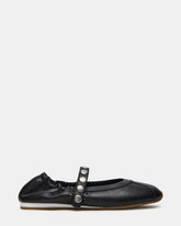 ANAYA Black Leather Studs Mary Jane Ballet Women's Flat | Steve Madden outlet