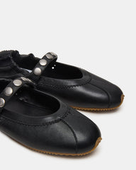 ANAYA Black Leather Studs Mary Jane Ballet Women's Flat | Steve Madden outlet