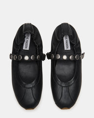 ANAYA Black Leather Studs Mary Jane Ballet Women's Flat | Steve Madden outlet