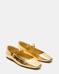 MAPLE Gold Leather Women's Mary Jane Ballet Flat | Steve Madden Sale