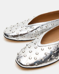 LENI Silver Rhinestones Square-Toe Ballet Women's Flat | Steve Madden for Sale