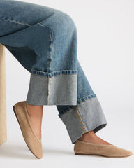 LENI Taupe Suede Square-Toe Ballet Women's Flat | Steve Madden discount