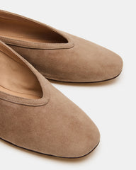 LENI Taupe Suede Square-Toe Ballet Women's Flat | Steve Madden discount