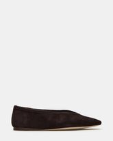 LENI Brown Suede Square-Toe Ballet Women's Flat | Steve Madden US