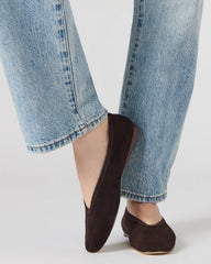 LENI Brown Suede Square-Toe Ballet Women's Flat | Steve Madden US