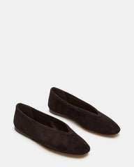 LENI Brown Suede Square-Toe Ballet Women's Flat | Steve Madden US