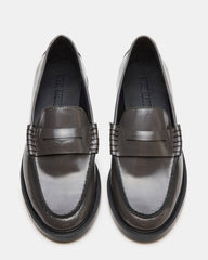 MADISON Grey Leather Women's Penny Loafer | Steve Madden outlet
