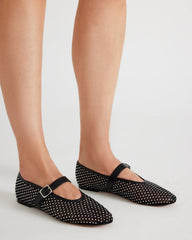 DREAMING Black Mesh Rhinestone Mary Jane | Women's Flats | Steve Madden near me