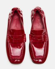 ESTEE Red Crinkle Patent Square-Toe Heeled Women's Loafer | Steve Madden Sale
