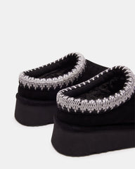 SELENA Black Suede Women's Natural Slip-On Mule Flat | Steve Madden US